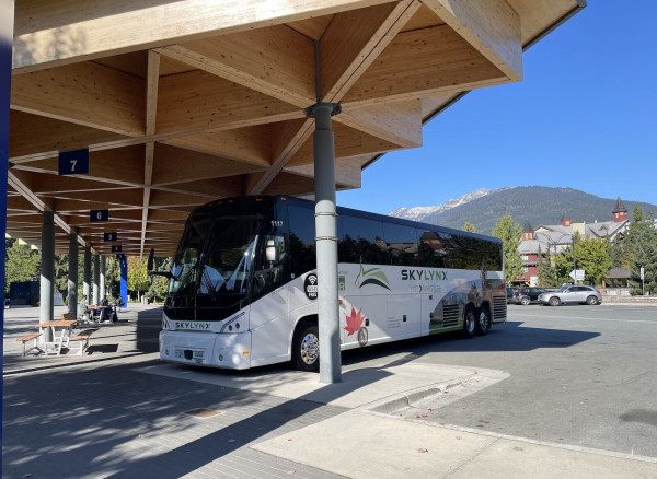 YVR Skylynx Bus at the gateway loop drop off point in Whistler, Canada